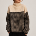 Pull Col Roulé Oversize à Motif Chevron pour Femme — Maison Gray